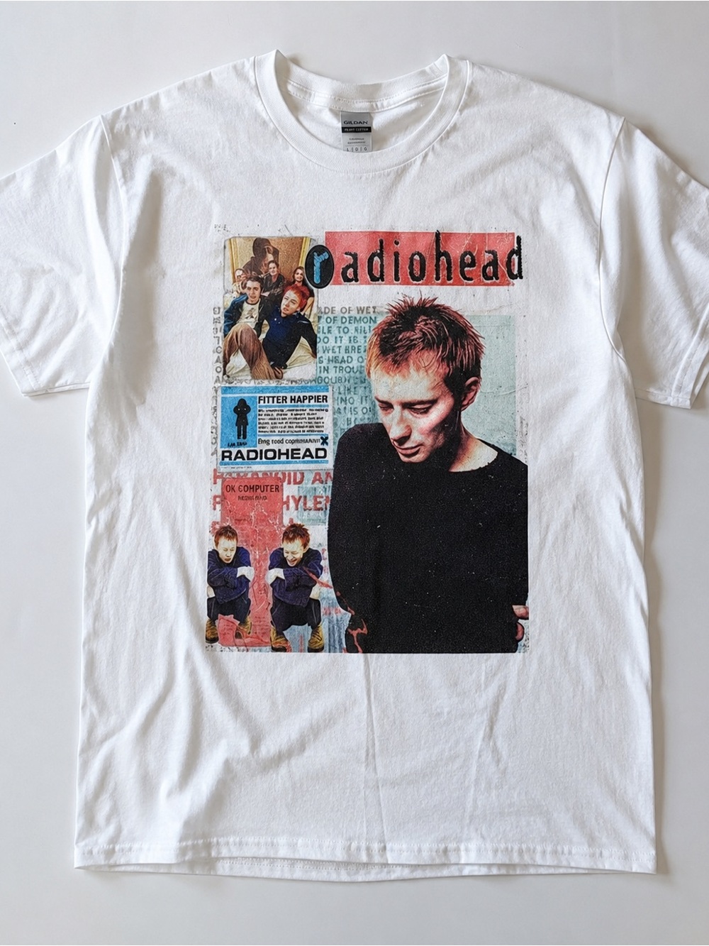 Gildan White Radiohead Graphic Short Sleeve Tee